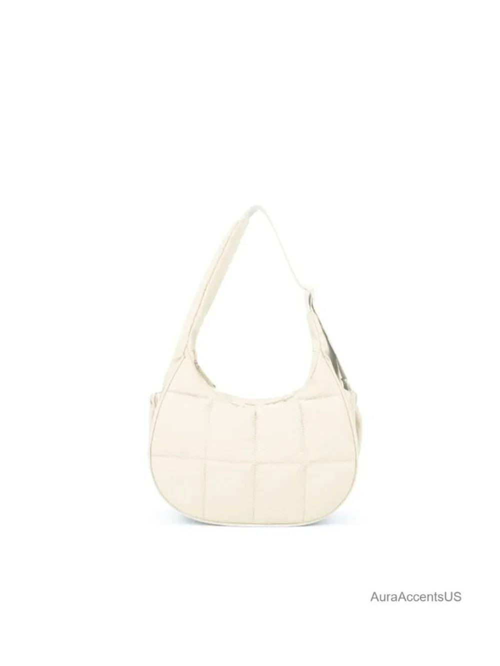 Quilted Nylon Puffer Crescent Hobo Bag with Adjustable Strap